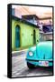 ¡Viva Mexico! Collection - Light Blue VW Beetle Car in a Colorful Street-Philippe Hugonnard-Framed Stretched Canvas