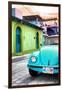 ¡Viva Mexico! Collection - Light Blue VW Beetle Car in a Colorful Street-Philippe Hugonnard-Framed Photographic Print