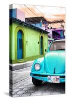 ¡Viva Mexico! Collection - Light Blue VW Beetle Car in a Colorful Street-Philippe Hugonnard-Stretched Canvas