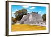 ¡Viva Mexico! Collection - Maya Archaeological Site with Fall Colors II - Edzna Campeche-Philippe Hugonnard-Framed Photographic Print