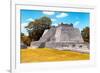 ¡Viva Mexico! Collection - Maya Archaeological Site with Fall Colors II - Edzna Campeche-Philippe Hugonnard-Framed Photographic Print