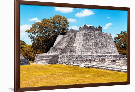 ¡Viva Mexico! Collection - Maya Archaeological Site with Fall Colors II - Edzna Campeche-Philippe Hugonnard-Framed Photographic Print