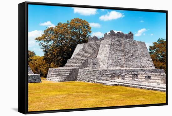 ¡Viva Mexico! Collection - Maya Archaeological Site with Fall Colors II - Edzna Campeche-Philippe Hugonnard-Framed Stretched Canvas