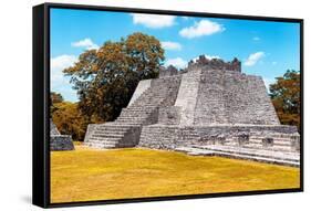 ¡Viva Mexico! Collection - Maya Archaeological Site with Fall Colors II - Edzna Campeche-Philippe Hugonnard-Framed Stretched Canvas