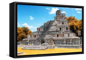 ¡Viva Mexico! Collection - Maya Archaeological Site with Fall Colors IV - Edzna Campeche-Philippe Hugonnard-Framed Stretched Canvas