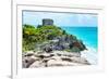 ¡Viva Mexico! Collection - Mayan Archaeological Site with Iguana II - Tulum-Philippe Hugonnard-Framed Photographic Print