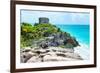 ¡Viva Mexico! Collection - Mayan Archaeological Site with Iguana II - Tulum-Philippe Hugonnard-Framed Photographic Print