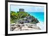 ¡Viva Mexico! Collection - Mayan Archaeological Site with Iguana II - Tulum-Philippe Hugonnard-Framed Photographic Print