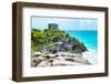 ¡Viva Mexico! Collection - Mayan Archaeological Site with Iguana II - Tulum-Philippe Hugonnard-Framed Photographic Print