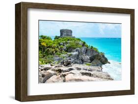 ¡Viva Mexico! Collection - Mayan Archaeological Site with Iguana II - Tulum-Philippe Hugonnard-Framed Photographic Print