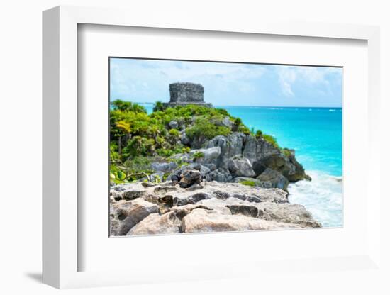 ¡Viva Mexico! Collection - Mayan Archaeological Site with Iguana II - Tulum-Philippe Hugonnard-Framed Photographic Print