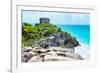 ¡Viva Mexico! Collection - Mayan Archaeological Site with Iguana II - Tulum-Philippe Hugonnard-Framed Photographic Print