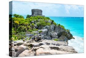 ¡Viva Mexico! Collection - Mayan Archaeological Site with Iguana II - Tulum-Philippe Hugonnard-Stretched Canvas