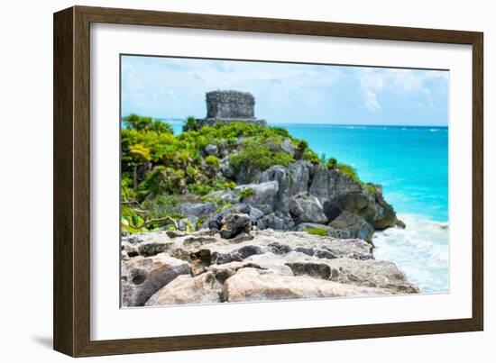 ¡Viva Mexico! Collection - Mayan Archaeological Site with Iguana II - Tulum-Philippe Hugonnard-Framed Photographic Print