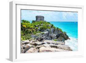 ¡Viva Mexico! Collection - Mayan Archaeological Site with Iguana II - Tulum-Philippe Hugonnard-Framed Photographic Print