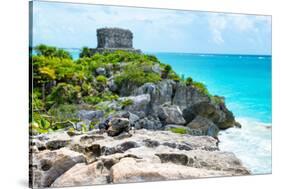 ¡Viva Mexico! Collection - Mayan Archaeological Site with Iguana II - Tulum-Philippe Hugonnard-Stretched Canvas