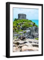 ¡Viva Mexico! Collection - Mayan Archaeological Site with Iguana III - Tulum-Philippe Hugonnard-Framed Photographic Print