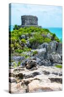 ¡Viva Mexico! Collection - Mayan Archaeological Site with Iguana III - Tulum-Philippe Hugonnard-Stretched Canvas