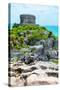¡Viva Mexico! Collection - Mayan Archaeological Site with Iguana III - Tulum-Philippe Hugonnard-Stretched Canvas