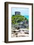 ¡Viva Mexico! Collection - Mayan Archaeological Site with Iguana III - Tulum-Philippe Hugonnard-Framed Photographic Print