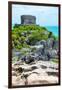 ¡Viva Mexico! Collection - Mayan Archaeological Site with Iguana III - Tulum-Philippe Hugonnard-Framed Photographic Print