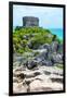 ¡Viva Mexico! Collection - Mayan Archaeological Site with Iguana III - Tulum-Philippe Hugonnard-Framed Photographic Print