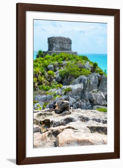 ¡Viva Mexico! Collection - Mayan Archaeological Site with Iguana III - Tulum-Philippe Hugonnard-Framed Photographic Print