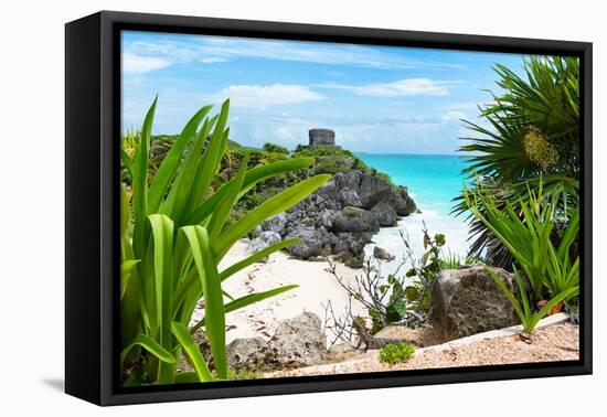 ¡Viva Mexico! Collection - Mayan Archaeological Site with Iguana - Tulum-Philippe Hugonnard-Framed Stretched Canvas