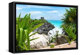 ¡Viva Mexico! Collection - Mayan Archaeological Site with Iguana - Tulum-Philippe Hugonnard-Framed Stretched Canvas