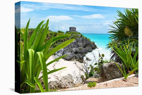 ¡Viva Mexico! Collection - Mayan Archaeological Site with Iguana - Tulum-Philippe Hugonnard-Stretched Canvas