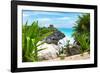 ¡Viva Mexico! Collection - Mayan Archaeological Site with Iguana - Tulum-Philippe Hugonnard-Framed Photographic Print