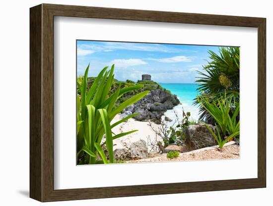 ¡Viva Mexico! Collection - Mayan Archaeological Site with Iguana - Tulum-Philippe Hugonnard-Framed Photographic Print