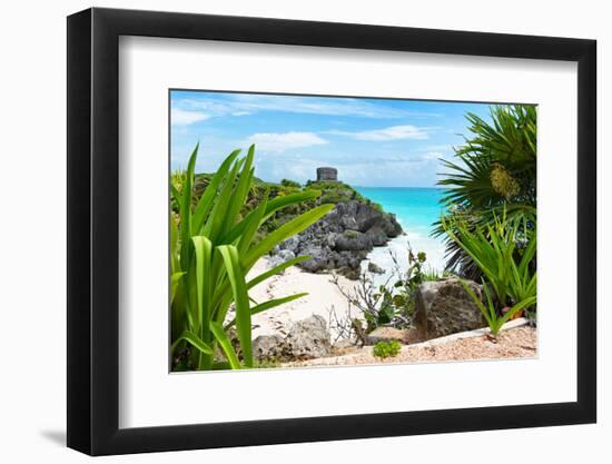 ¡Viva Mexico! Collection - Mayan Archaeological Site with Iguana - Tulum-Philippe Hugonnard-Framed Photographic Print