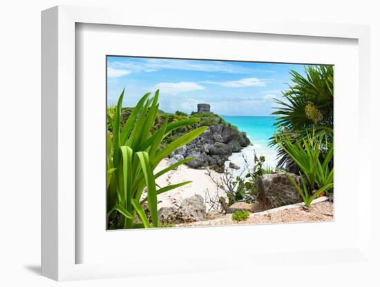 ¡Viva Mexico! Collection - Mayan Archaeological Site with Iguana - Tulum-Philippe Hugonnard-Framed Photographic Print