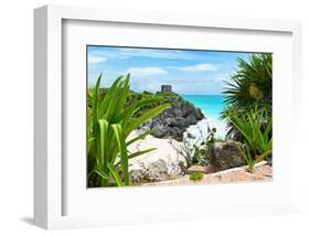 ¡Viva Mexico! Collection - Mayan Archaeological Site with Iguana - Tulum-Philippe Hugonnard-Framed Photographic Print