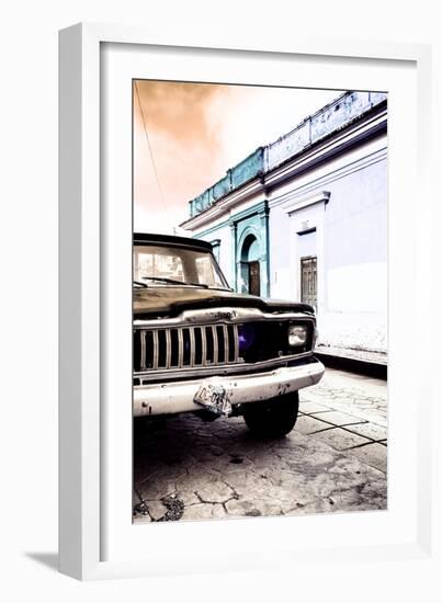 ¡Viva Mexico! Collection - Old Black Jeep and Colorful Street VIII-Philippe Hugonnard-Framed Photographic Print