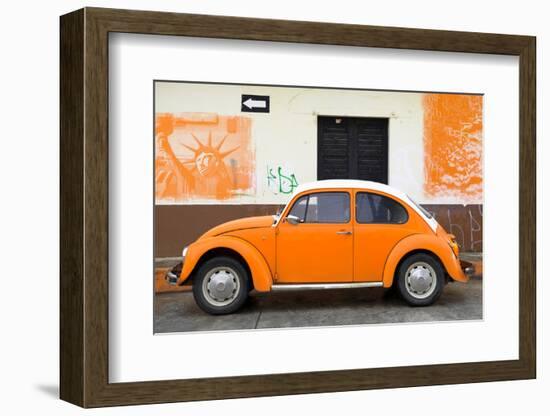 ¡Viva Mexico! Collection - Orange VW Beetle Car and American Graffiti-Philippe Hugonnard-Framed Photographic Print