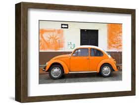 ¡Viva Mexico! Collection - Orange VW Beetle Car and American Graffiti-Philippe Hugonnard-Framed Photographic Print