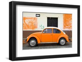 ¡Viva Mexico! Collection - Orange VW Beetle Car and American Graffiti-Philippe Hugonnard-Framed Photographic Print