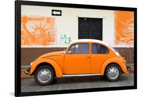 ¡Viva Mexico! Collection - Orange VW Beetle Car and American Graffiti-Philippe Hugonnard-Framed Photographic Print