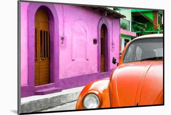¡Viva Mexico! Collection - Orange VW Beetle Car and Colorful House-Philippe Hugonnard-Mounted Photographic Print