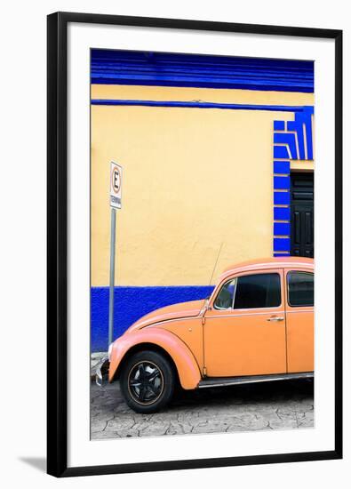 ¡Viva Mexico! Collection - Orange VW Beetle Car and Colorful Wall-Philippe Hugonnard-Framed Photographic Print