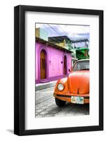 ¡Viva Mexico! Collection - Orange VW Beetle Car in a Colorful Street-Philippe Hugonnard-Framed Photographic Print