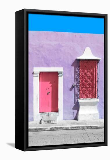 ¡Viva Mexico! Collection - Pink and Mauve Facade - Campeche-Philippe Hugonnard-Framed Stretched Canvas