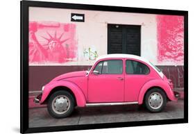 ¡Viva Mexico! Collection - Pink VW Beetle Car and American Graffiti-Philippe Hugonnard-Framed Photographic Print