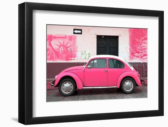 ¡Viva Mexico! Collection - Pink VW Beetle Car and American Graffiti-Philippe Hugonnard-Framed Photographic Print