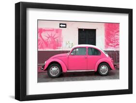 ¡Viva Mexico! Collection - Pink VW Beetle Car and American Graffiti-Philippe Hugonnard-Framed Photographic Print