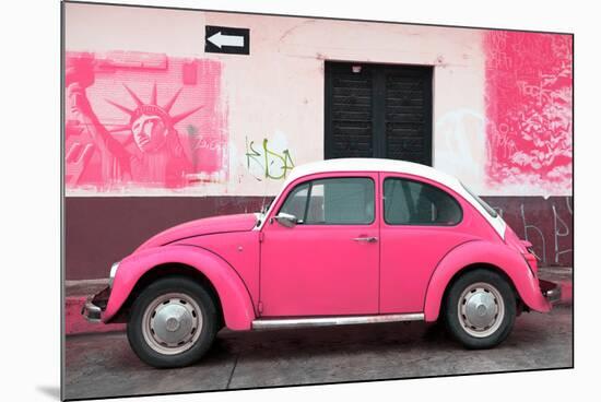 ¡Viva Mexico! Collection - Pink VW Beetle Car and American Graffiti-Philippe Hugonnard-Mounted Photographic Print