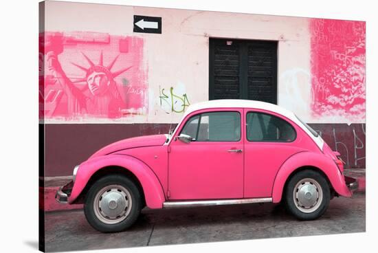 ¡Viva Mexico! Collection - Pink VW Beetle Car and American Graffiti-Philippe Hugonnard-Stretched Canvas