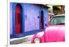 ¡Viva Mexico! Collection - Pink VW Beetle Car and Colorful House-Philippe Hugonnard-Framed Photographic Print